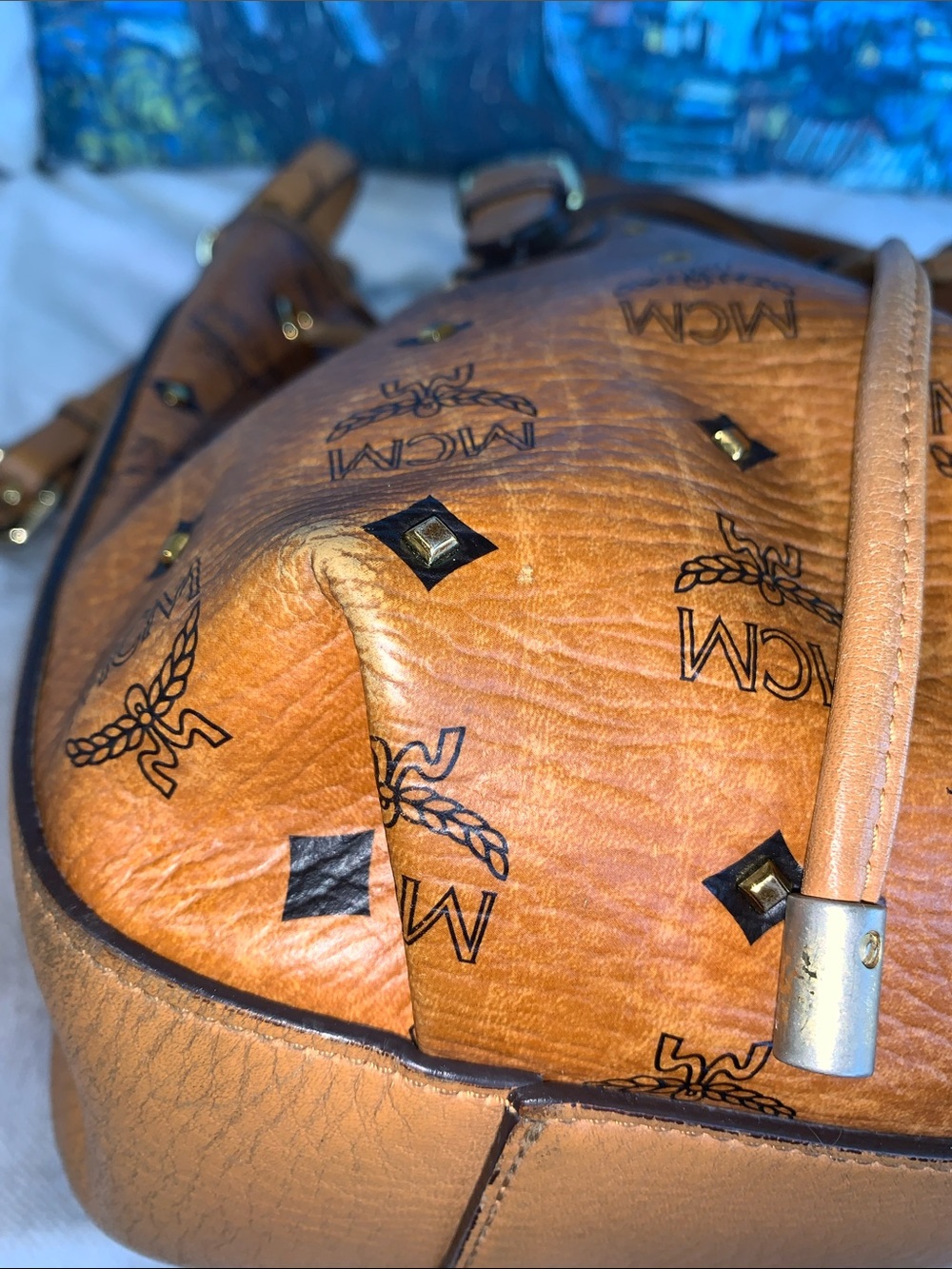 MCM Cognac Visetos Drawstring Bucket Crossbody bag with Authenticity card - Picture 9 of 13